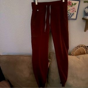 FIGS small Burgundy Zamora joggers